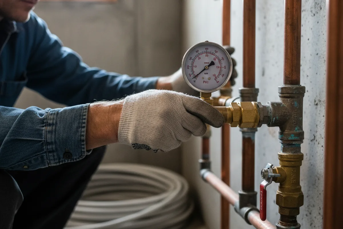 Pressure testing a repaired line during Water Line Repair in Owaneco
